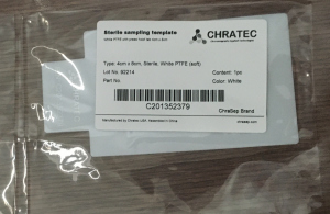 ChraSep C201352379, Sterile White PTFE sampling template with press 'hold' tab 4cm x 8cm, 10/pk