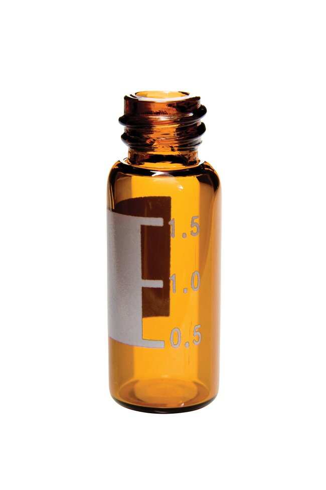 ChraSep, 2ml Amber vial, 9-425 screw top, graduated with writing area, 100pcs, Part Number: P4819-02781